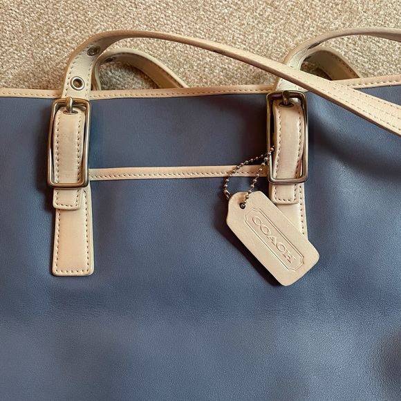Coach Cadet Blue & Ivory Leather Satchel - Picture 6 of 14